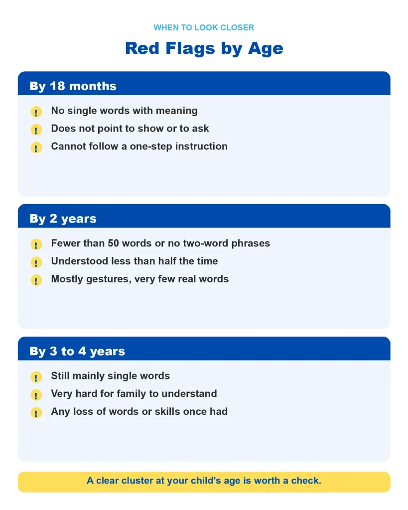 Red flags checklist for speech delay by age in Singapore